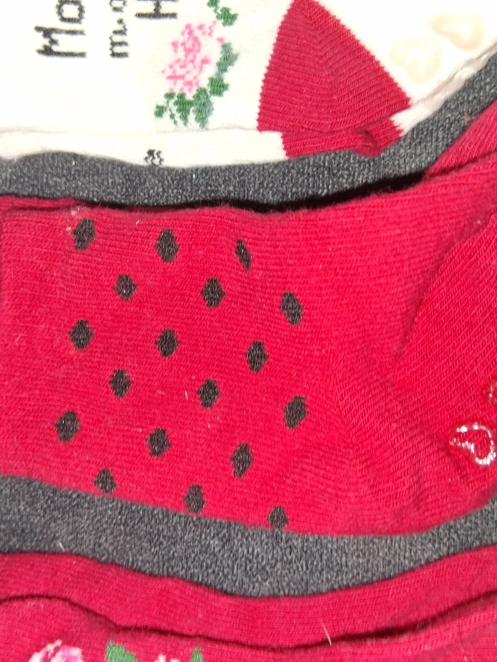 3-6 Months Four Pack Red Floral Non-Slip Socks